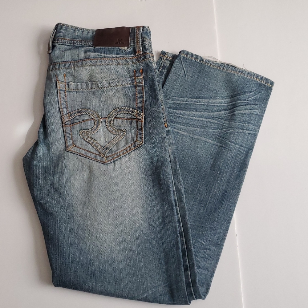 BLACK Brand Men's Distressed Jeans Ripped Stonewashed Straight Leg Double Stitch